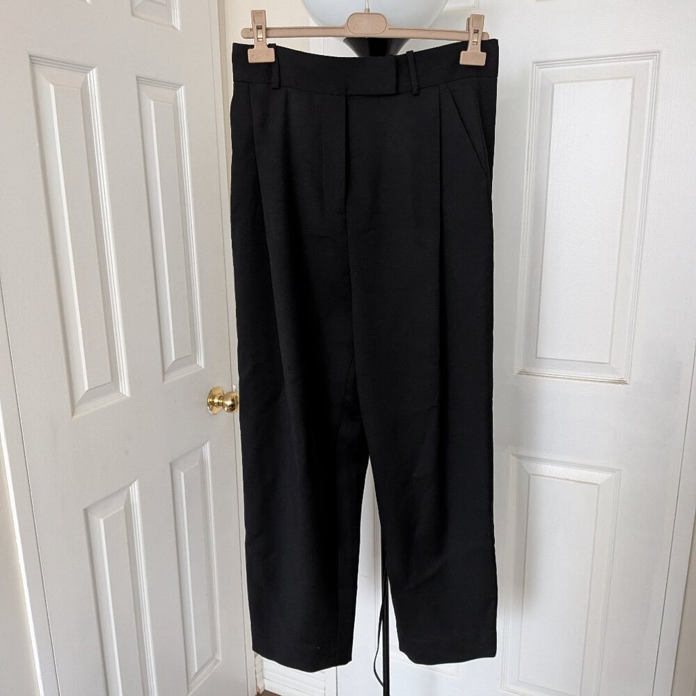 Deep pleat wool trousers black Toteme size 40